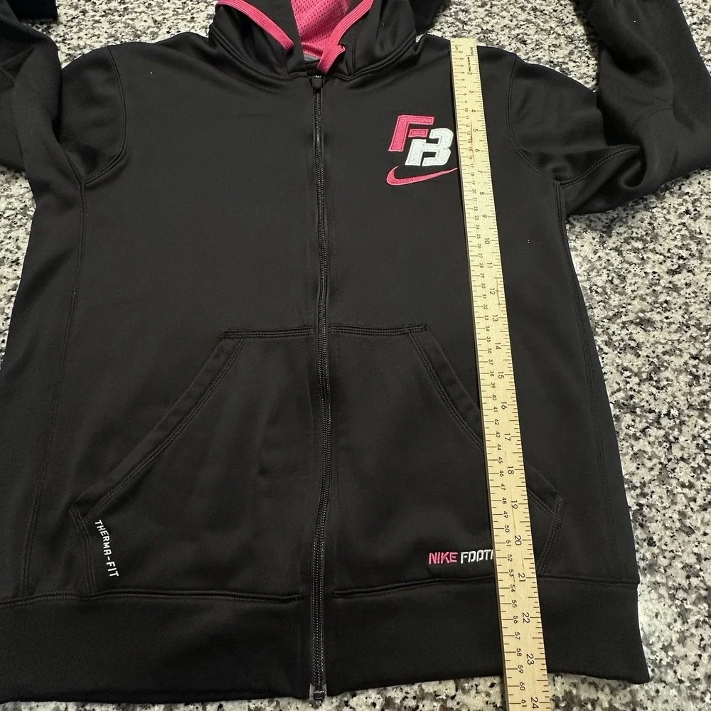 Nike Hoodie Embroidered Womens‎ Sm Black Dri-Fit Swoosh Full Zip Sweatshirt